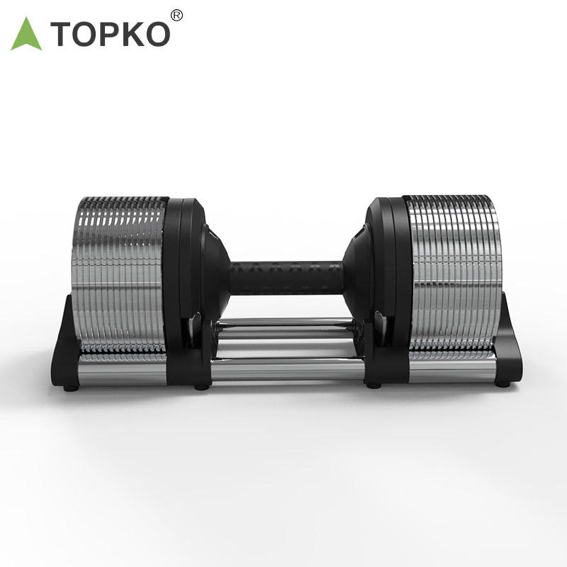 TOPKO 25KG Quick Adjustable Dumbbell Heavy Duty Steel Dumbbells with Storage Tray for Home Gym Workout