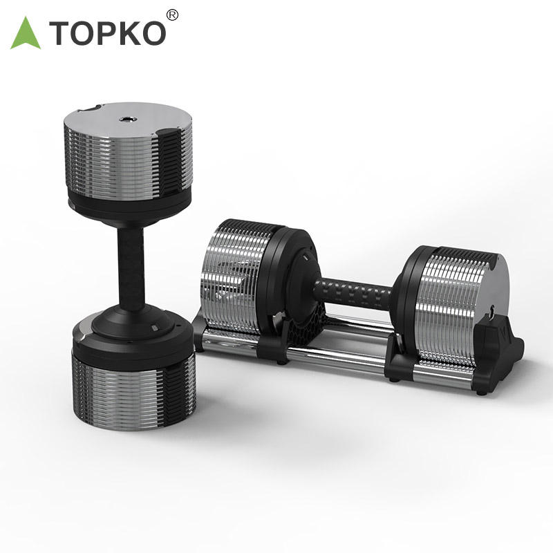 TOPKO 25KG Quick Adjustable Dumbbell Heavy Duty Steel Dumbbells with Storage Tray for Home Gym Workout